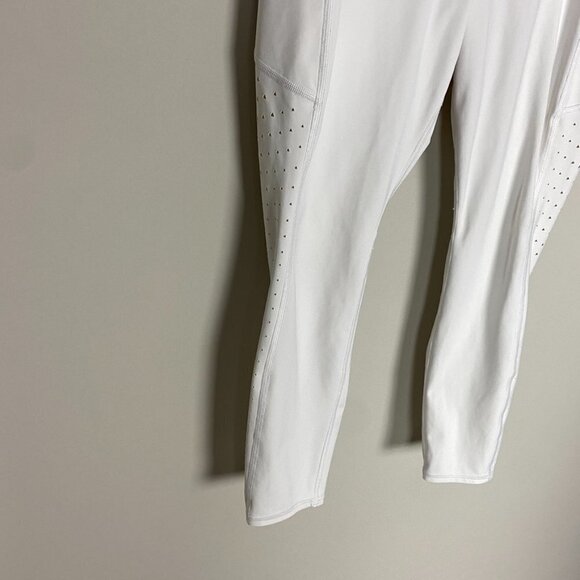Athleta Laser Cut Leggings White Pockets Active Womens Medium Petite - Picture 2 of 10